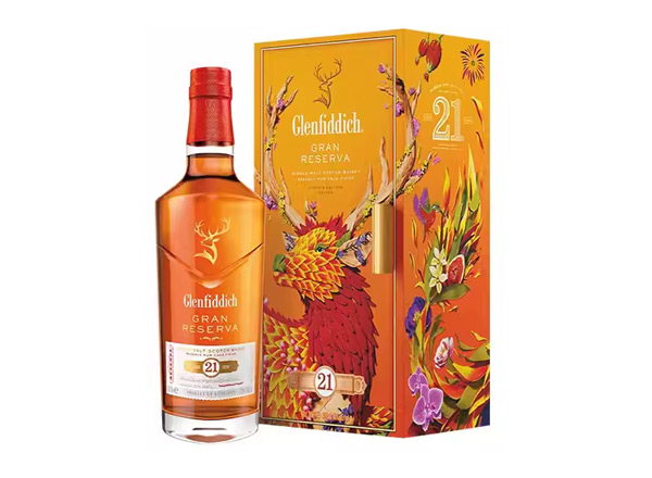 成都回收格兰菲迪21年700ml福鹿生花新年装福鹿呈祥新春礼盒装Glenfiddich苏格兰威士忌